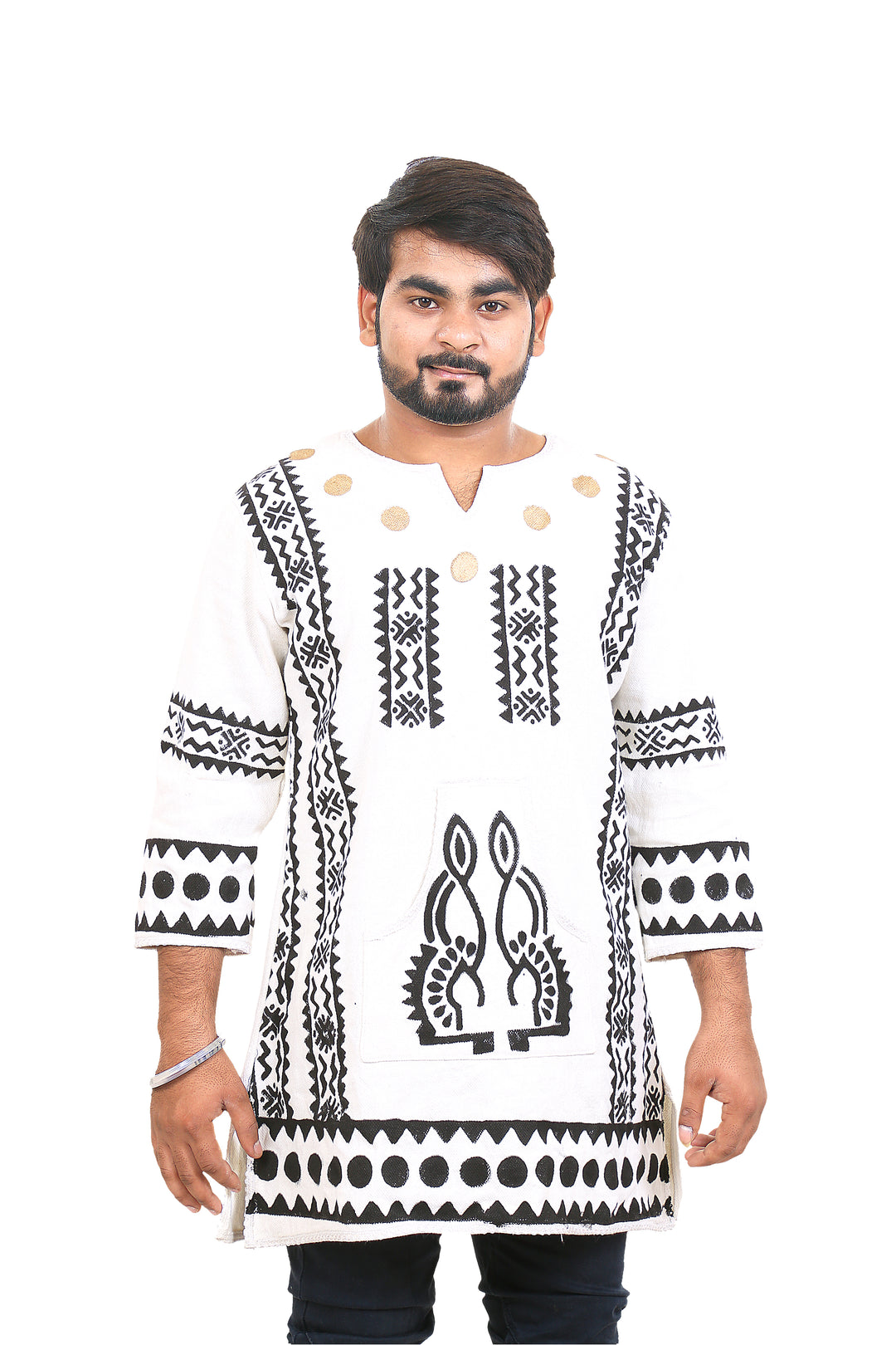 Mudcloth Top "Black, White, Gold"