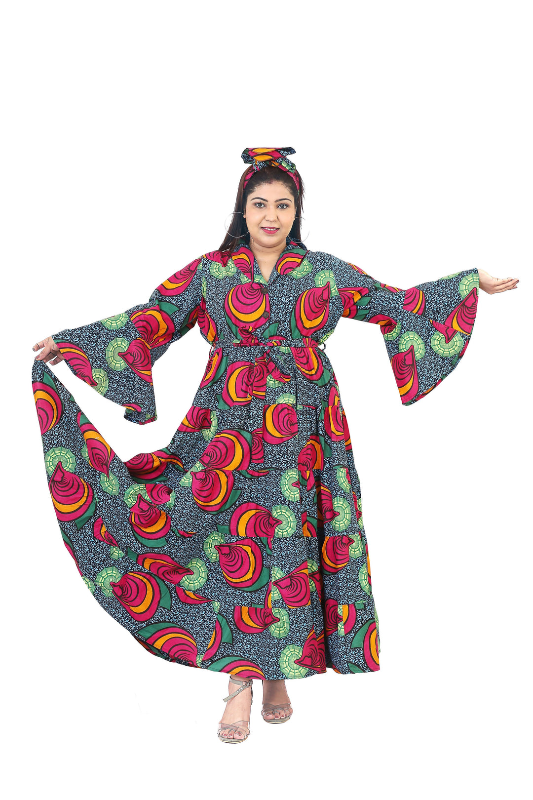 Full Sleeve Dress "Fuchsia Swirl"