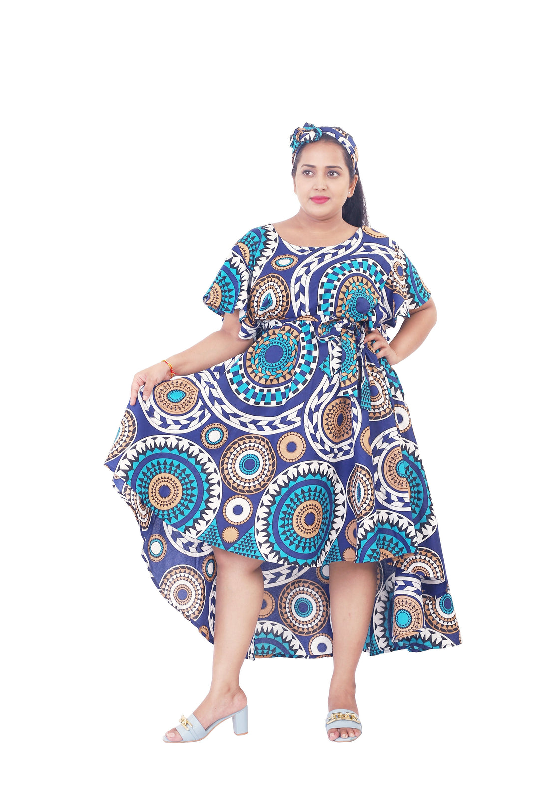 Short Sleeve Dress "Blue, Light Blue"