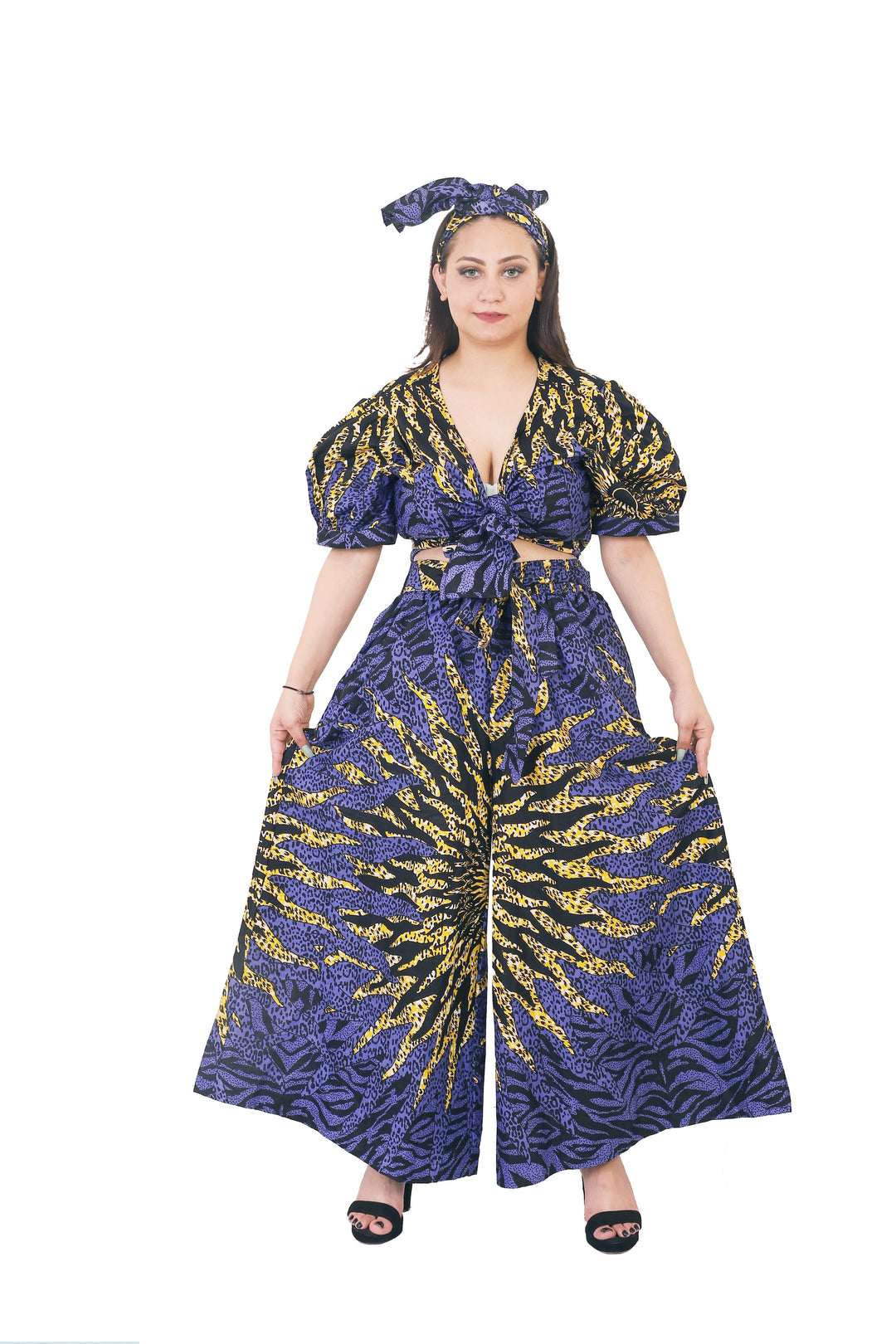Three Piece Pant Set "Blue, Yellow, Black"