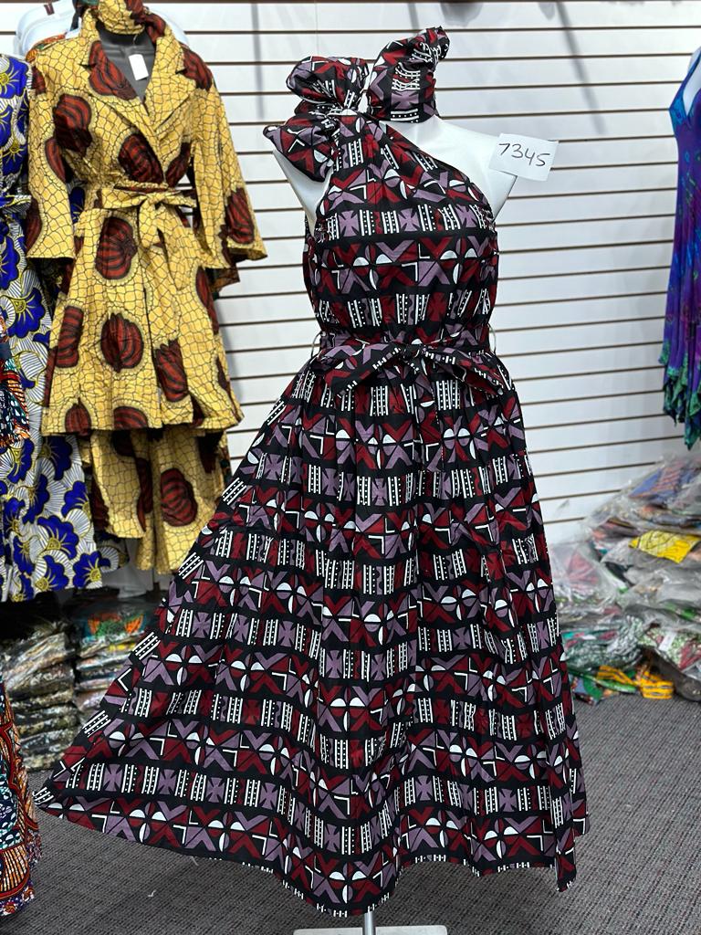 One Shoulder Long Dress "Black, Red, White, Grey" - 7345