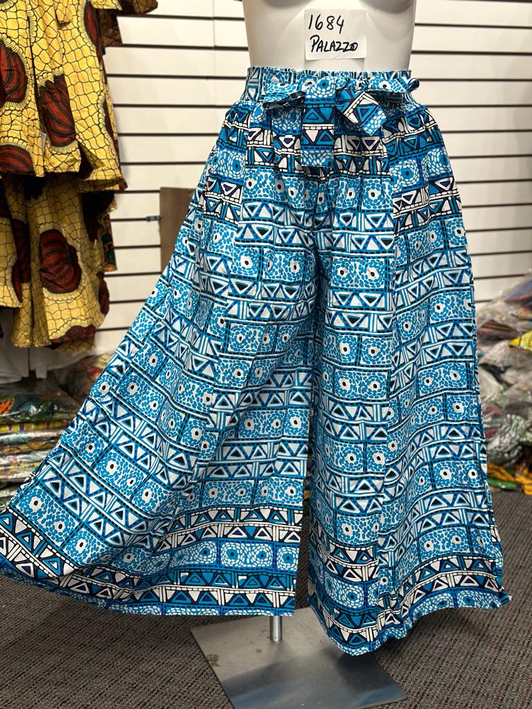 Plazzo Pants "Sky Blue, White, Black" - 1684