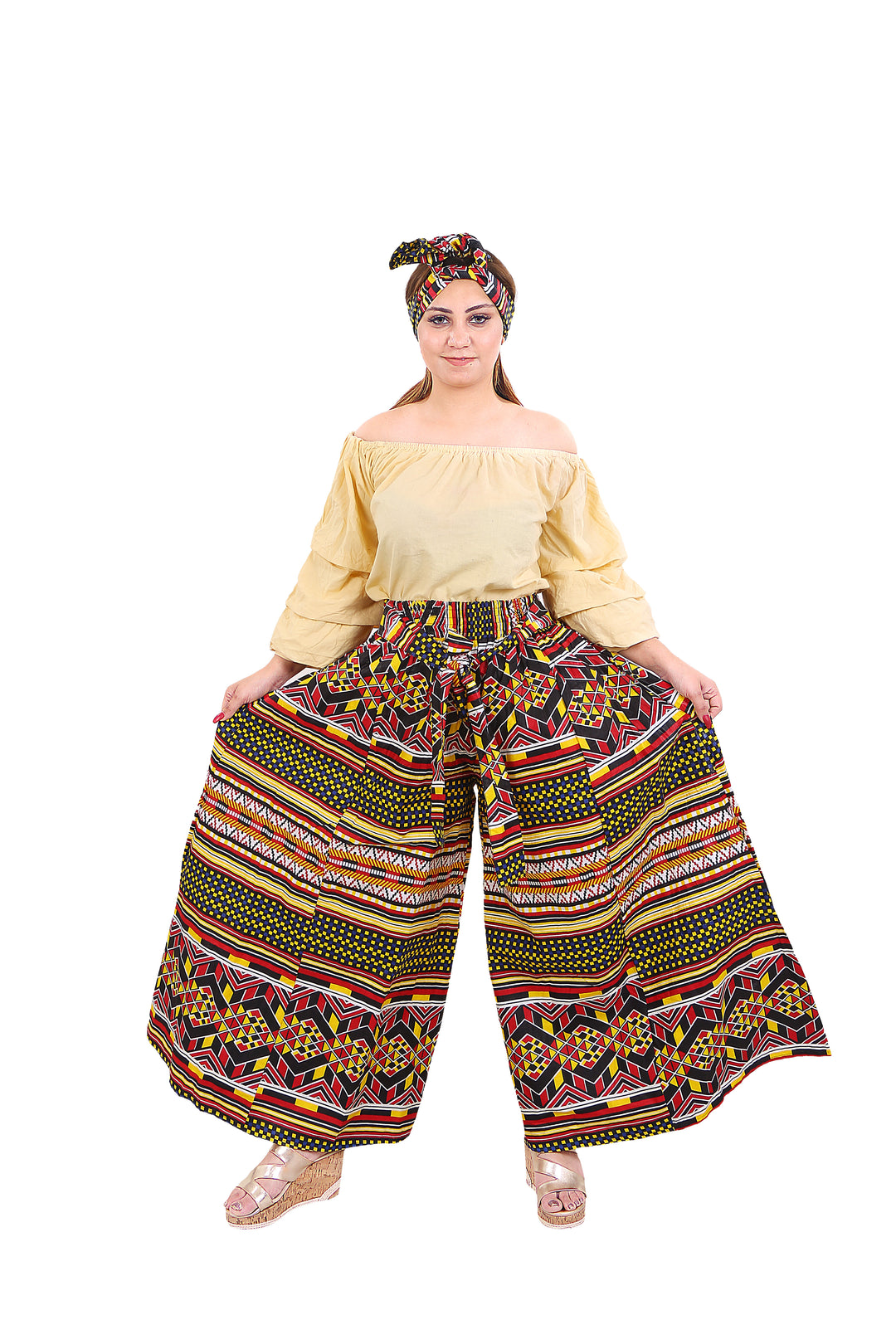 Plazzo Pants "Red, Black, Yellow, White"